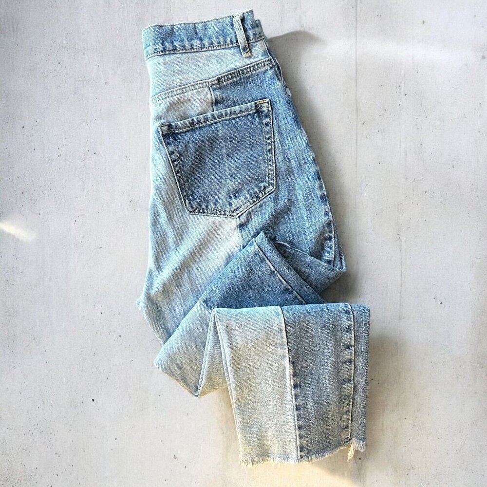 PacSun Colorblock Patchwork Cropped Denim Jeans Womens S 27 Baggy 90s Button Fly
